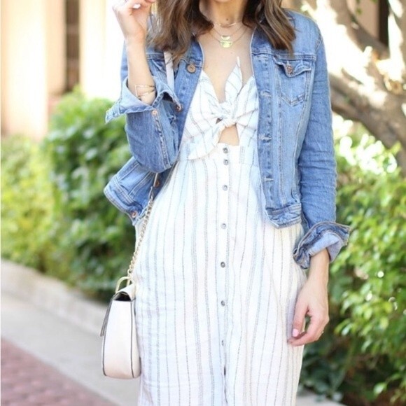 ASTR the Label Linen Sleeveless Button Front Dress Cut Out Tie Detail Pockets - Picture 2 of 16